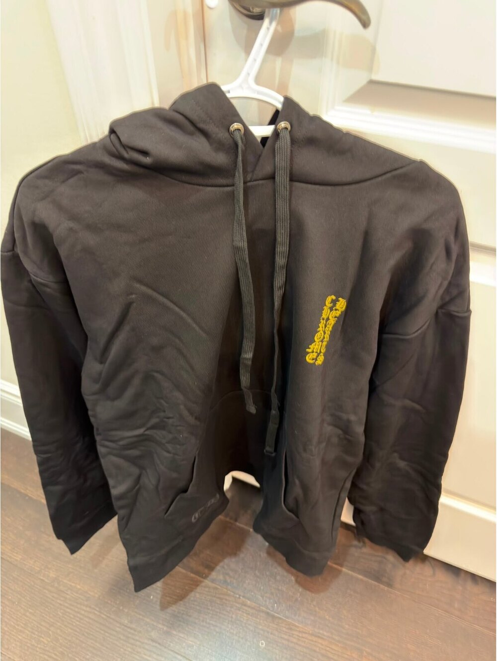 Chrome Hearts Black Hoodie with Yellow Gothic Print